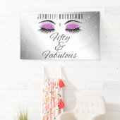 Fabulous 50 Black Pink Glam Eyes Birthday Banner (Insitu)