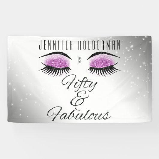 Fabulous 50 Black Pink Glam Eyes Birthday Banner (Horizontaal)