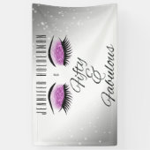 Fabulous 50 Black Pink Glam Eyes Birthday Banner (Verticaal)