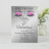 Fabulous 50 Black Pink Glam Eyes Invitation Kaart (Staand voorkant)