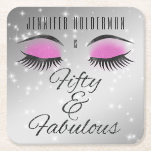 Fabulous 50 Black Pink Glam Eyes Paper Onderzetter