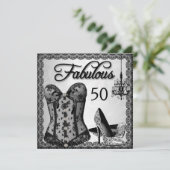 Fabulous 50 Black Silver Corset op hoge hoogte Kaart (Staand voorkant)