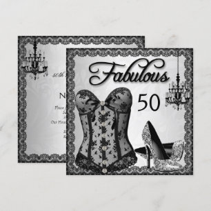 Fabulous 50 Black Silver Corset op hoge hoogte Kaart