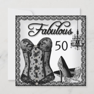 Fabulous 50 Black White Corset High Heels Party Kaart