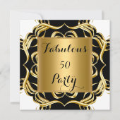 Fabulous 50 Black White Gold Party Kaart (Voorkant)