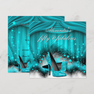 Fabulous 50 Blauwgroen blauw, hoogstaande veren, z Kaart