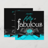 Fabulous 50 Blauwgroen Blue Black Lace Birthday Pa Kaart (Voorkant / Achterkant)