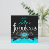 Fabulous 50 Blauwgroen Blue Black Lace Birthday Pa Kaart (Staand voorkant)