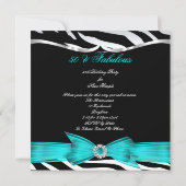 Fabulous 50 Blauwgroen Blue Zebra Black Elegant Bi Kaart (Achterkant)