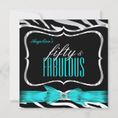 Fabulous 50 Blauwgroen Blue Zebra Black Elegant Bi Kaart (Voorkant)