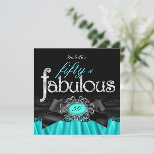 Fabulous 50 Blauwgroen Zijzijde Zwarte zijde Zijda Kaart (Staand voorkant)