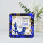 Fabulous 50 Blue Gold Abstract Hiel Dag Party Kaart (Staand voorkant)