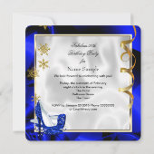 Fabulous 50 Blue Gold Abstract Hiel Dag Party Kaart (Achterkant)