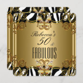 Fabulous 50 Bronze Gold Black White Zebra Kaart (Voorkant / Achterkant)