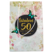 Fabulous 50 Butterfly on  Collage Medium Cadeauzakje (Voorkant)