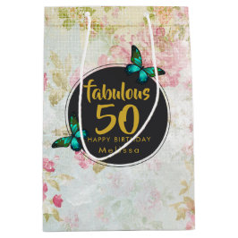 Fabulous 50 Butterfly on  Collage Medium Cadeauzakje