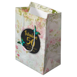 Fabulous 50 Butterfly on Collage Medium Cadeauzakje