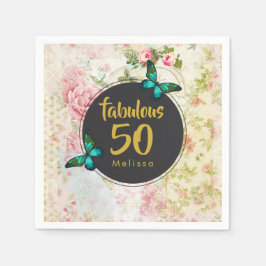 Fabulous 50 Butterfly on  Collage Servetten