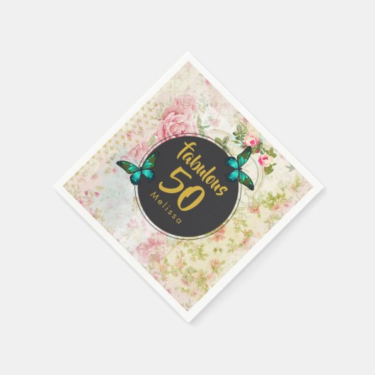 Fabulous 50 Butterfly on  Collage Servetten (Hoek)