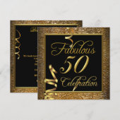 Fabulous 50 Celebration Gold Black Birthday Party Kaart (Voorkant / Achterkant)