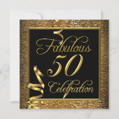 Fabulous 50 Celebration Gold Black Birthday Party Kaart (Voorkant)