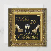 Fabulous 50 Celebration Gold Black Champagne Kaart (Voorkant)