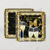 Fabulous 50 Champagne Deco Gold Birthday Party Kaart (Voorkant / Achterkant)