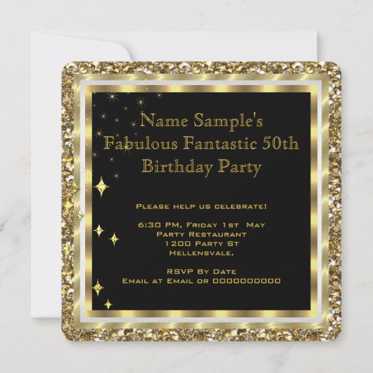 Fabulous 50 Champagne White Gold Birthday Party Kaart (Achterkant)