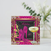 Fabulous 50 Cherry Pink Leopard Birthday Kaart (Staand voorkant)