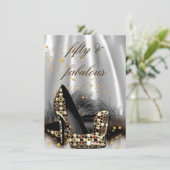 Fabulous 50 Chocolate Gold Silver Heels Birthday Kaart (Staand voorkant)