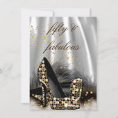 Fabulous 50 Chocolate Gold Silver Heels Birthday Kaart (Voorkant)