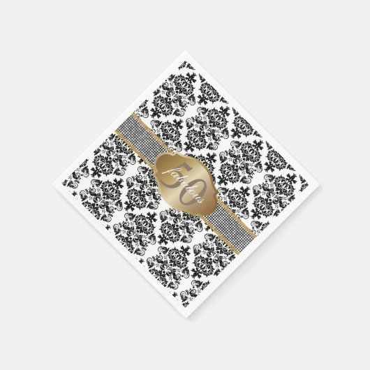 Fabulous 50 Classic Damask Silver Glitter Belt Servetten (Hoek)