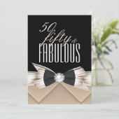 Fabulous 50 Coffee Beige Black Birthday Party Kaart (Staand voorkant)