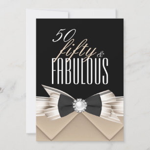 Fabulous 50 Coffee Beige Black Birthday Party Kaart