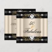 Fabulous 50 Cream Black Silver Gold 50e verjaardag Kaart (Voorkant / Achterkant)