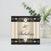 Fabulous 50 Cream Black Silver Gold 50e verjaardag Kaart (Staand voorkant)