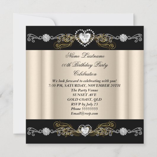 Fabulous 50 Cream Black Silver Gold 50e verjaardag Kaart (Achterkant)