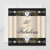 Fabulous 50 Cream Black Silver Gold 50e verjaardag Kaart (Voorkant)
