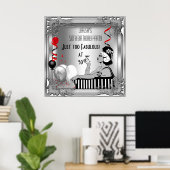 Fabulous 50 Diva Art Deco Birthday Banner Red Poster (Thuiskantoor)