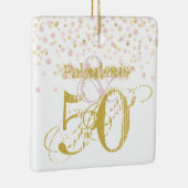 Fabulous & 50 Elegant Birthday Gold Pink Confetti Keramisch Ornament (Rechts)