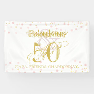Fabulous & 50 Elegant Birthday Gold Pink Confetti Spandoek