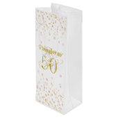 Fabulous & 50 Elegant Birthday Gold Pink Confetti Wijn Cadeautas (Achterkant Gekanteld)