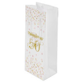 Fabulous & 50 Elegant Birthday Gold Pink Confetti Wijn Cadeautas (Voorkant Gekanteld)
