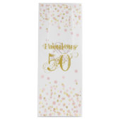 Fabulous & 50 Elegant Birthday Gold Pink Confetti Wijn Cadeautas (Voorkant)