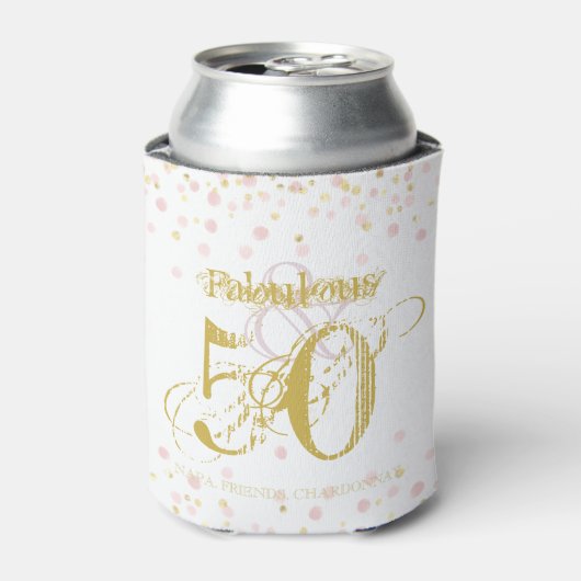 Fabulous & 50 Elegant Birthday Gold Pink Label Blikjeskoeler (Blikje Voorkant)