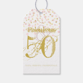 Fabulous & 50 Elegant Birthday Gold Pink Label Cadeaulabel