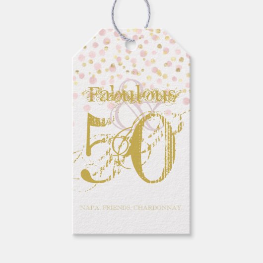 Fabulous & 50 Elegant Birthday Gold Pink Label Cadeaulabel (Voorkant)