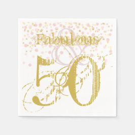 Fabulous & 50 Elegant Birthday Gold Pink Napkins Servet