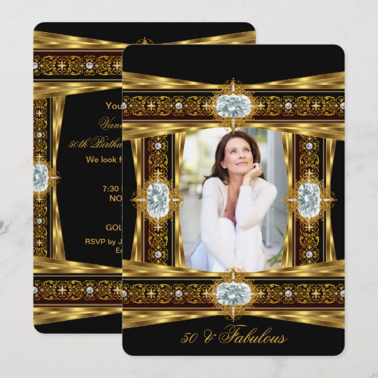 Fabulous 50 Elegant Diamond Gem Gold Black Foto 8 Kaart (Voorkant / Achterkant)