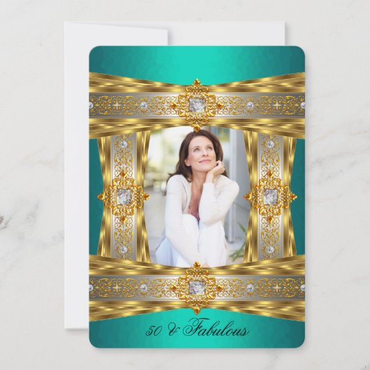 Fabulous 50 Elegant Diamond Gem Gold Jade Foto Kaart (Voorkant)